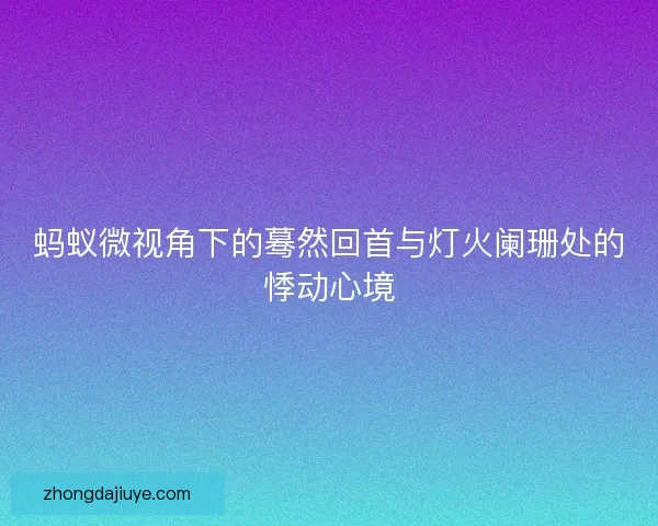 蚂蚁微视角下的蓦然回首与灯火阑珊处的悸动心境