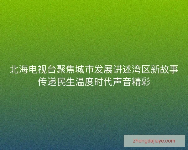 北海电视台聚焦城市发展讲述湾区新故事传递民生温度时代声音精彩