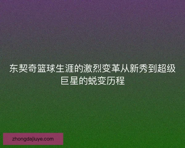 东契奇篮球生涯的激烈变革从新秀到超级巨星的蜕变历程