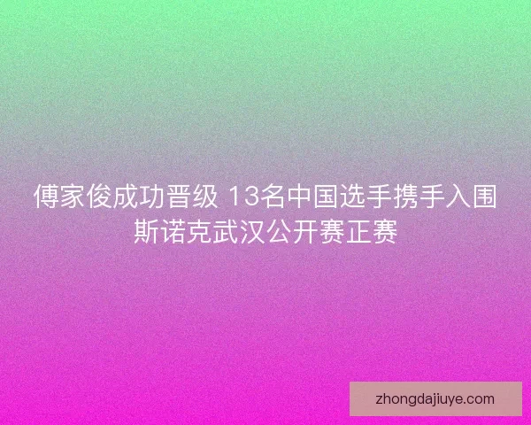 傅家俊成功晋级 13名中国选手携手入围斯诺克武汉公开赛正赛